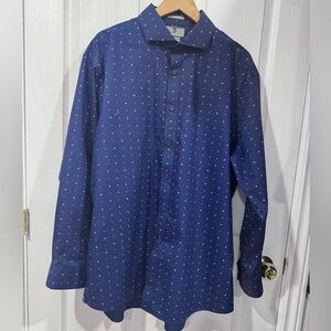 Navy Blue playing card pattern button down, size XXL casual chic